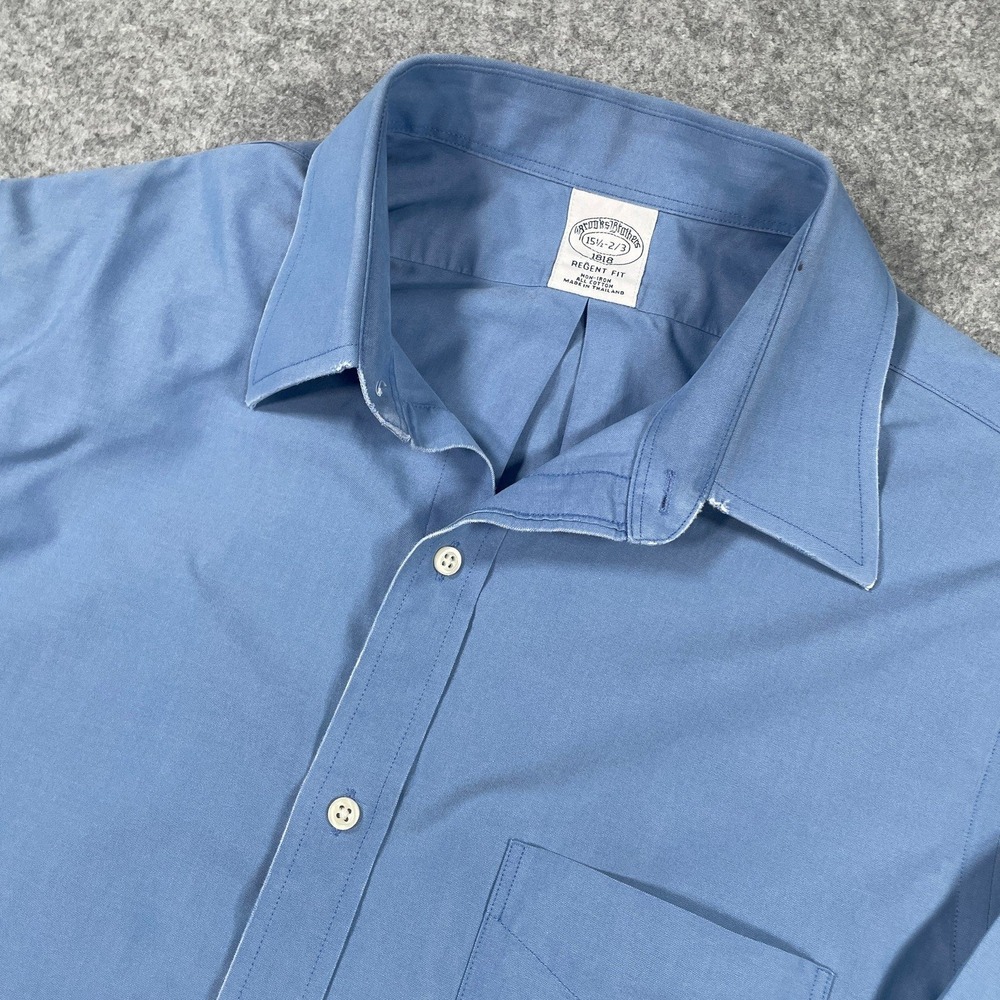 Brooks Brothers 1818 Mens Shirt 15½-2x3 Blue Long Sleeve Regent Fit Office Dress